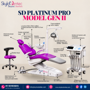 SD Platinum Pro Gen II Dental Unit with LED operating lamp and motorized mobile cart by Skyloc Dentec