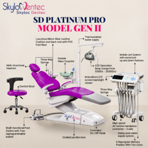 SD Platinum Pro Gen II Dental Unit with LED operating lamp and motorized mobile cart by Skyloc Dentec